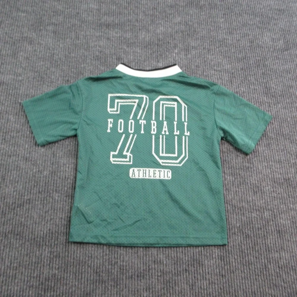 Carter's Shirt Boys 7 Green Football Mesh V-Neck Athletic Jersey Kids NWT
